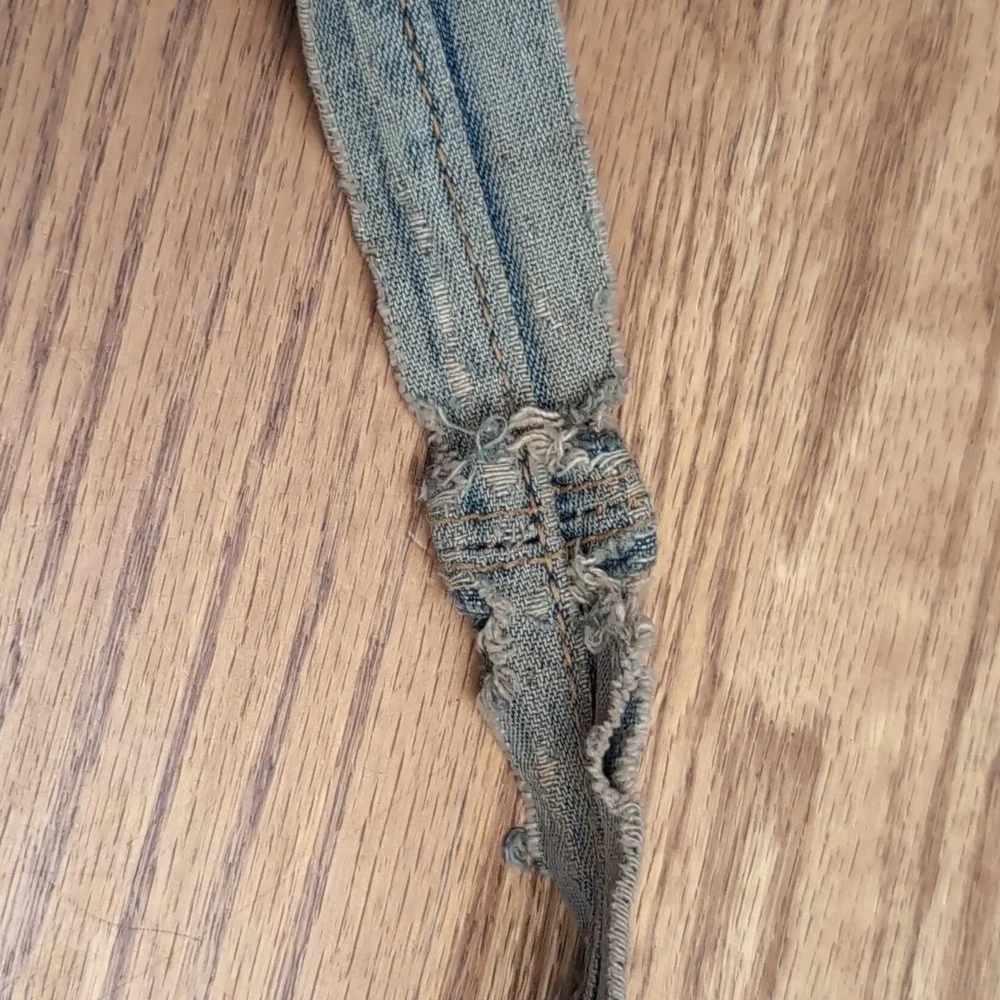 Vintage Denim Crescent Shoulder Bag Purse Blue Women's Handbag Distressed